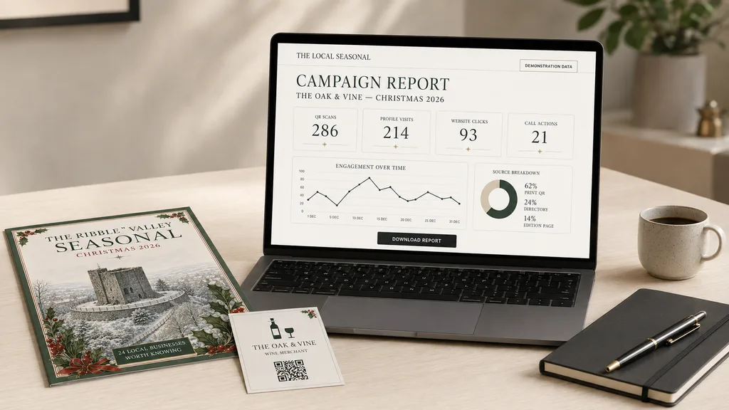 A clearly labelled demonstration campaign report displayed on a laptop