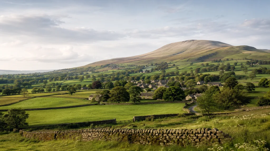 Editorial winter landscape representing Ribble Valley.