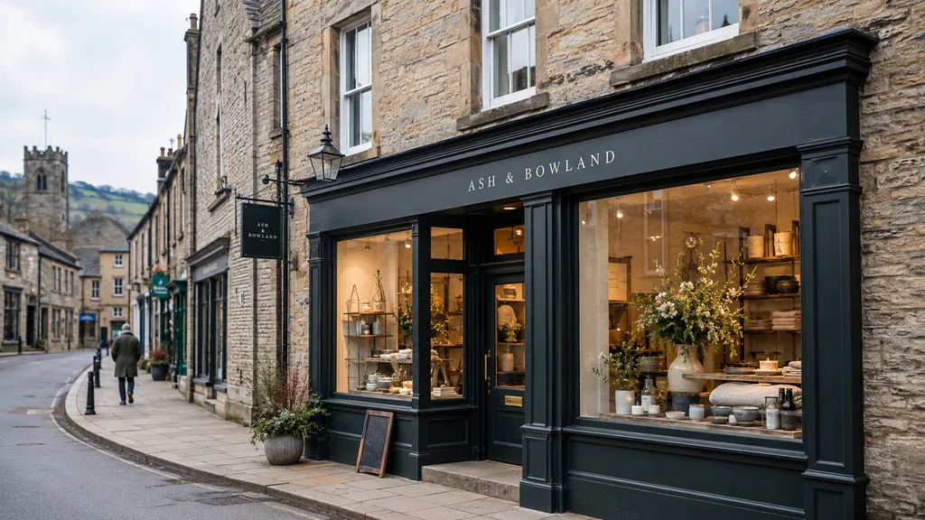 An independent shopfront on a stone-built local high street